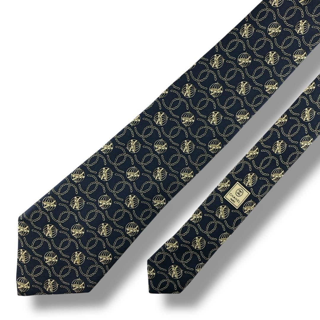 7244】美品！シャネル ネクタイ ネイビー系 ココマーク柄. - メルカリ