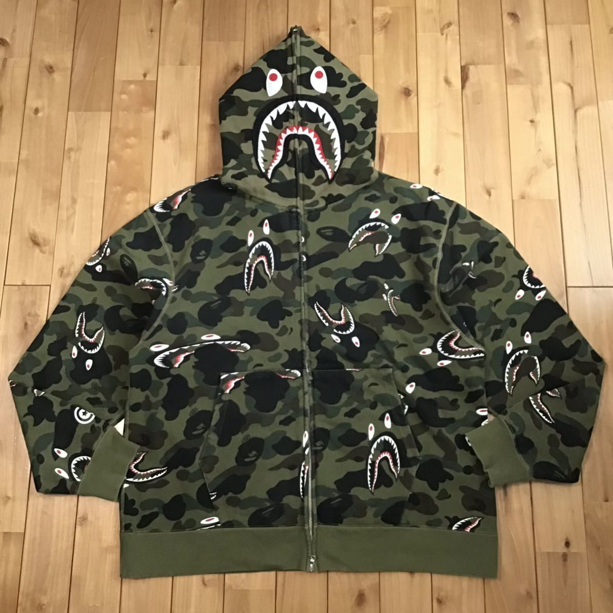 ☆3XL☆ 1st camo green シャーク パーカー shark full zip hoodie a 