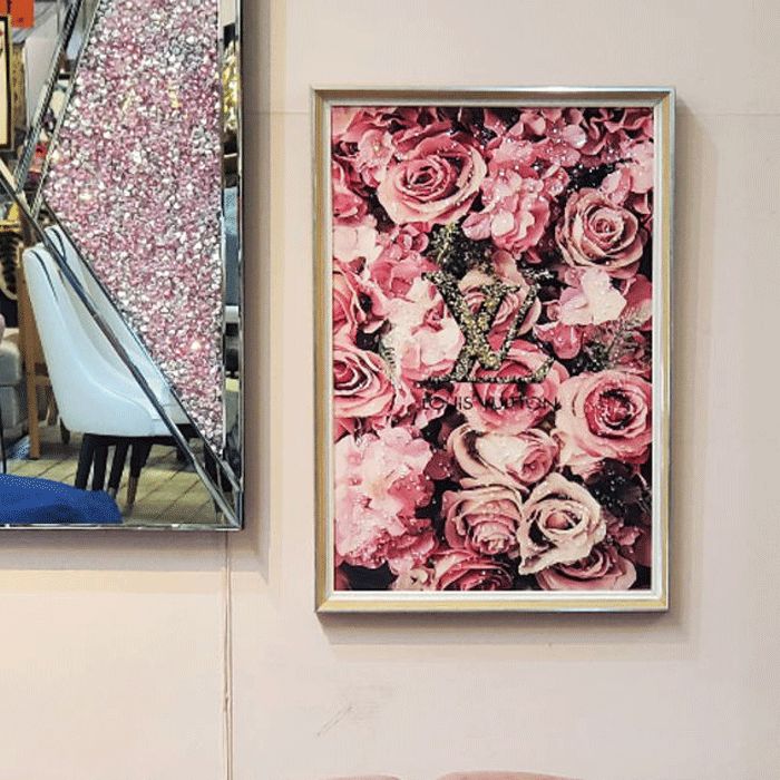 完成品/送料無料】アートパネル フローラル 花 バラ 額縁入 絵画
