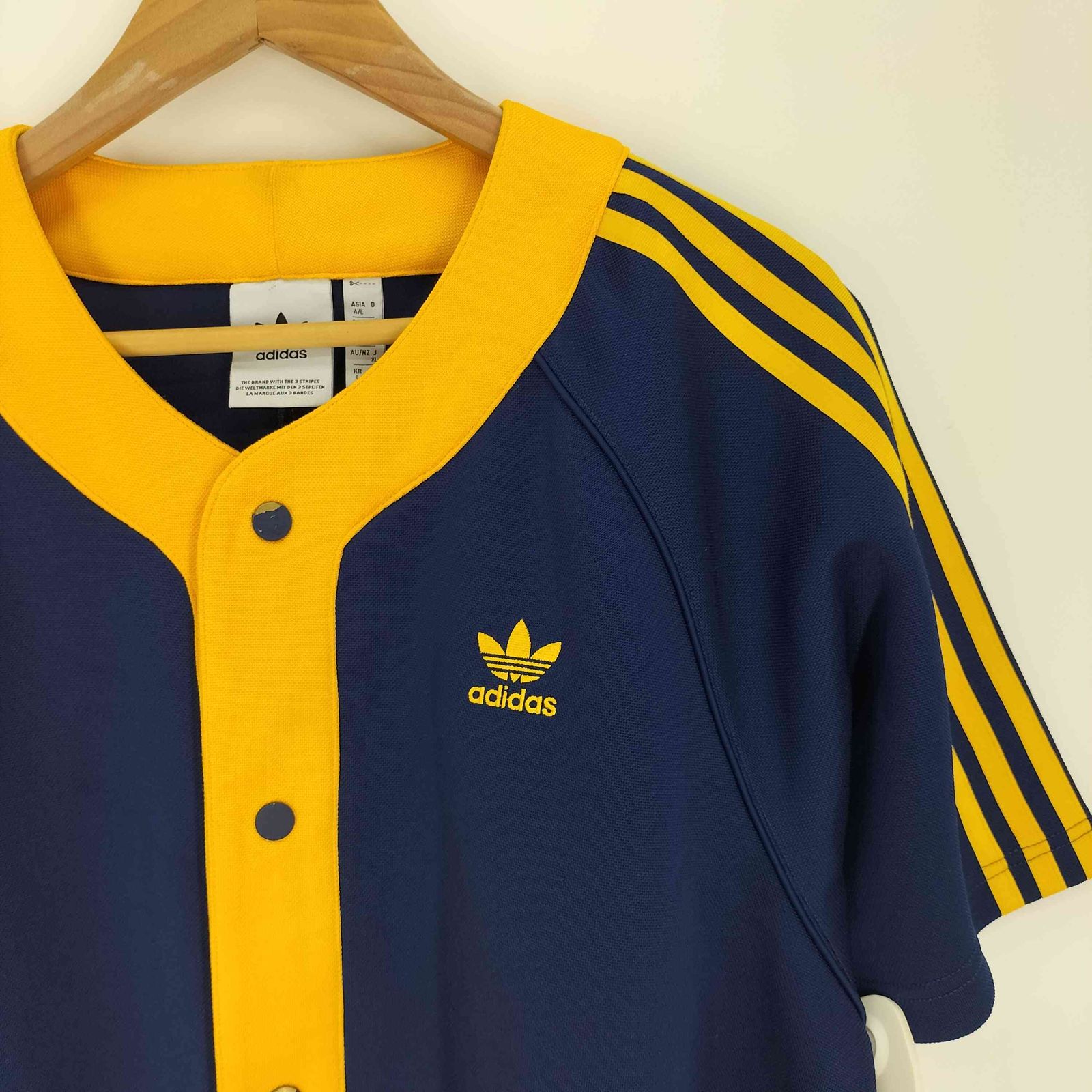 adidas アディダス　90s ベースボールシャツ　L 美品】 90's アディダス デサント製 ヴィンテージ ベースボール