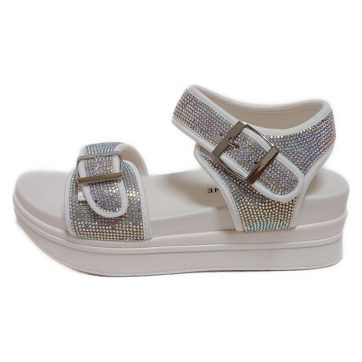 Anne Coquine アンコキーヌ サンダル M レディース - ラインストーン×白 プラットフォーム