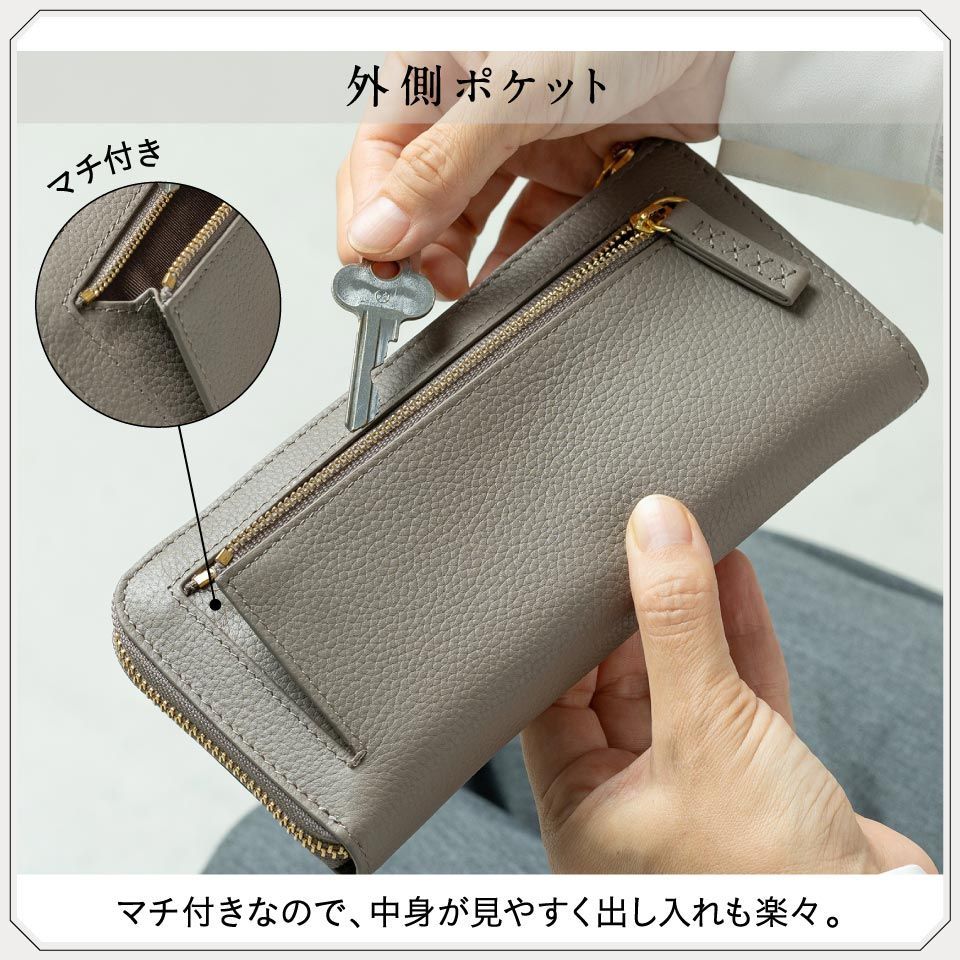 MURA 牛革 シュリンクレザー スキミング防止 YKK L字ファスナー長財布 (cs-21)