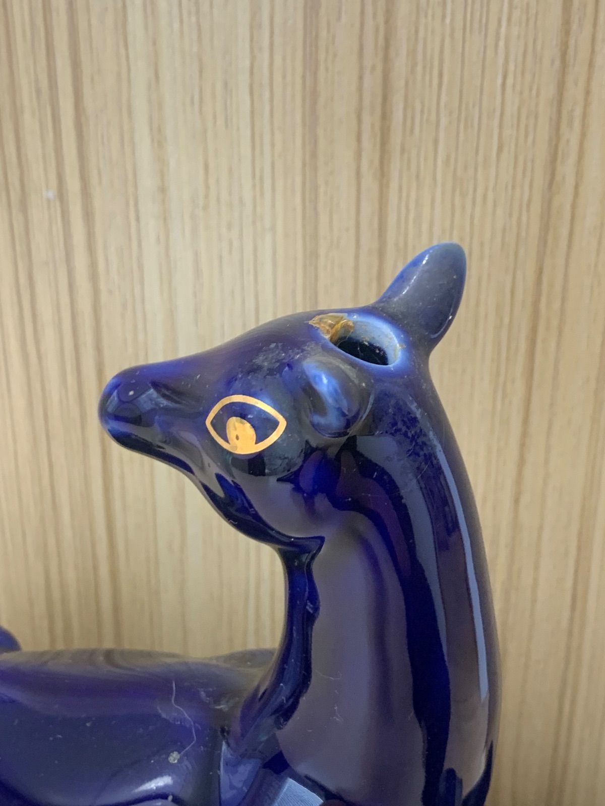 X.O HINE COGNAC 陶器 鹿ボトル リモージュ ブルー A412⑤ 未