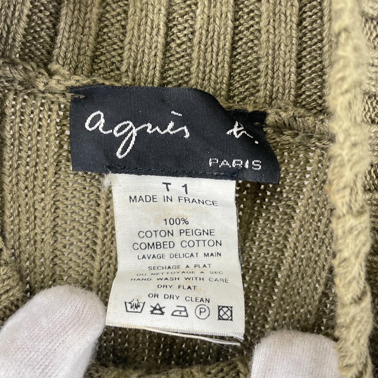美品 agnes b. アニエスベー ハイネックニット ワンポイント