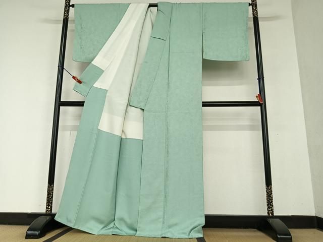 平和屋着物○上質な色無地 菊尽くし地紋 豆がら茶色 正絹 逸品