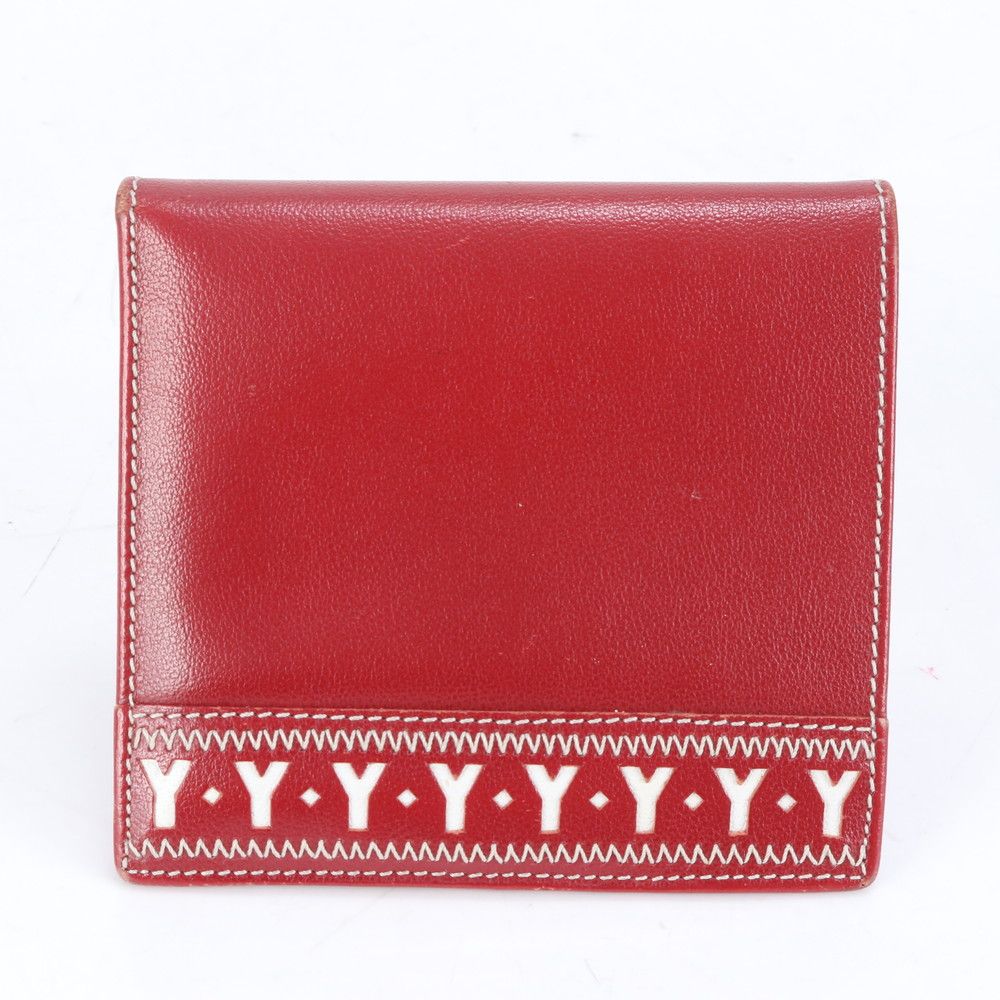 希少【Yves Saint Laurent 】Ｙカットウォレット【未使用品？】 美品 YSL イヴ サンローラン Yカット レザー 二つ折り 財布