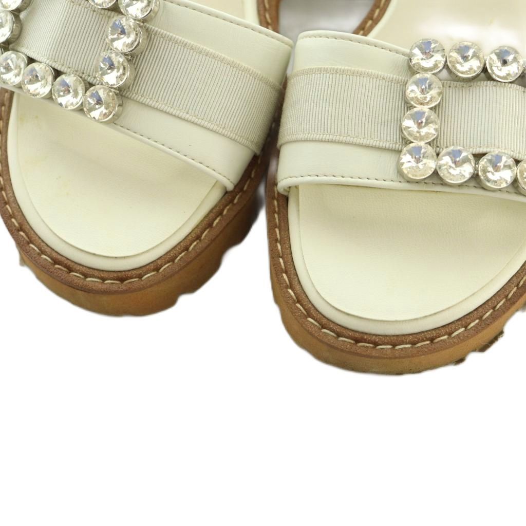 ダイアナ DIANA ビジューバックルストラップサンダル 22.0cm 白