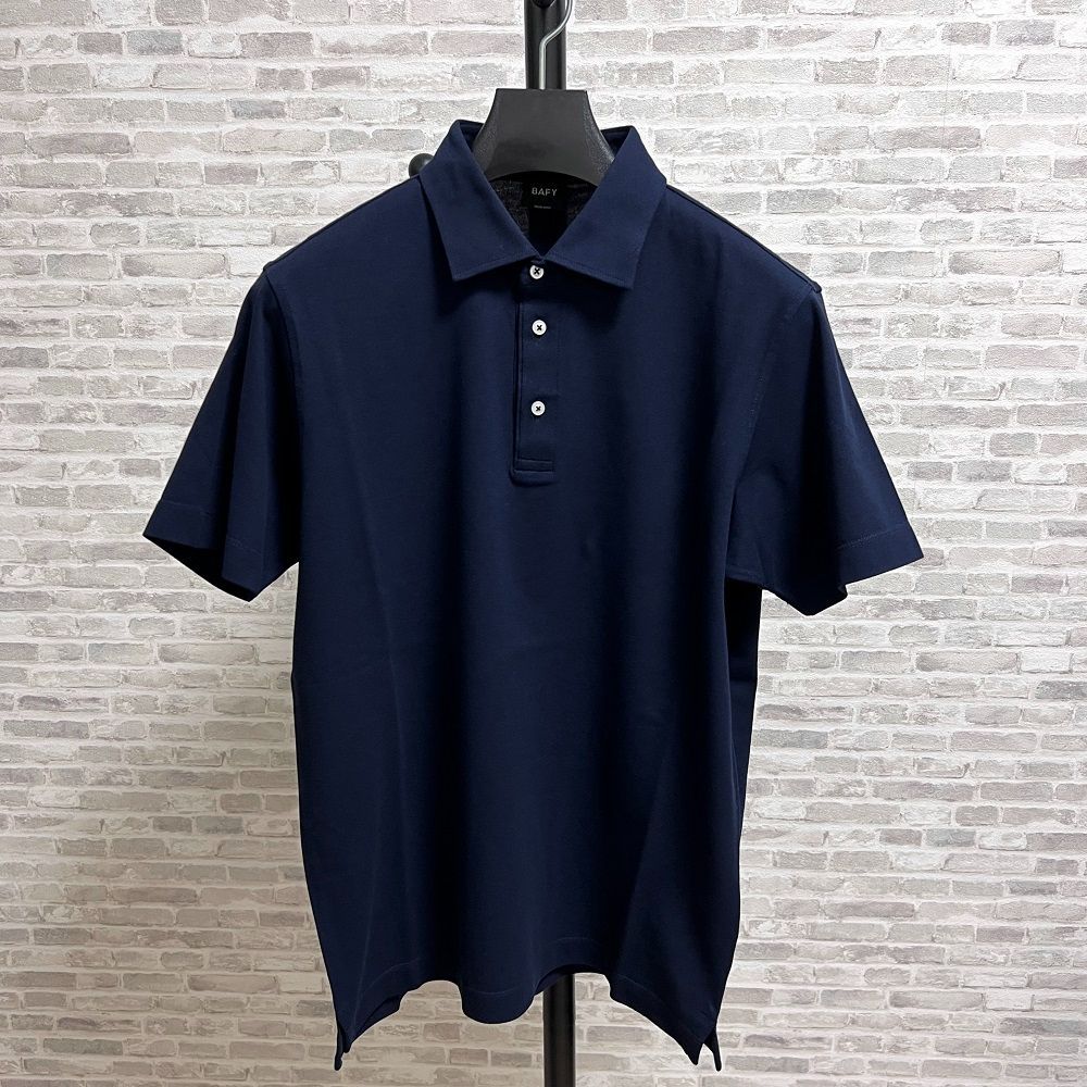 BAFY バフィー ポロシャツ ネイビー ニット 半袖 サマーニット コットン ポリウレタン 春夏 イタリア製 25SS