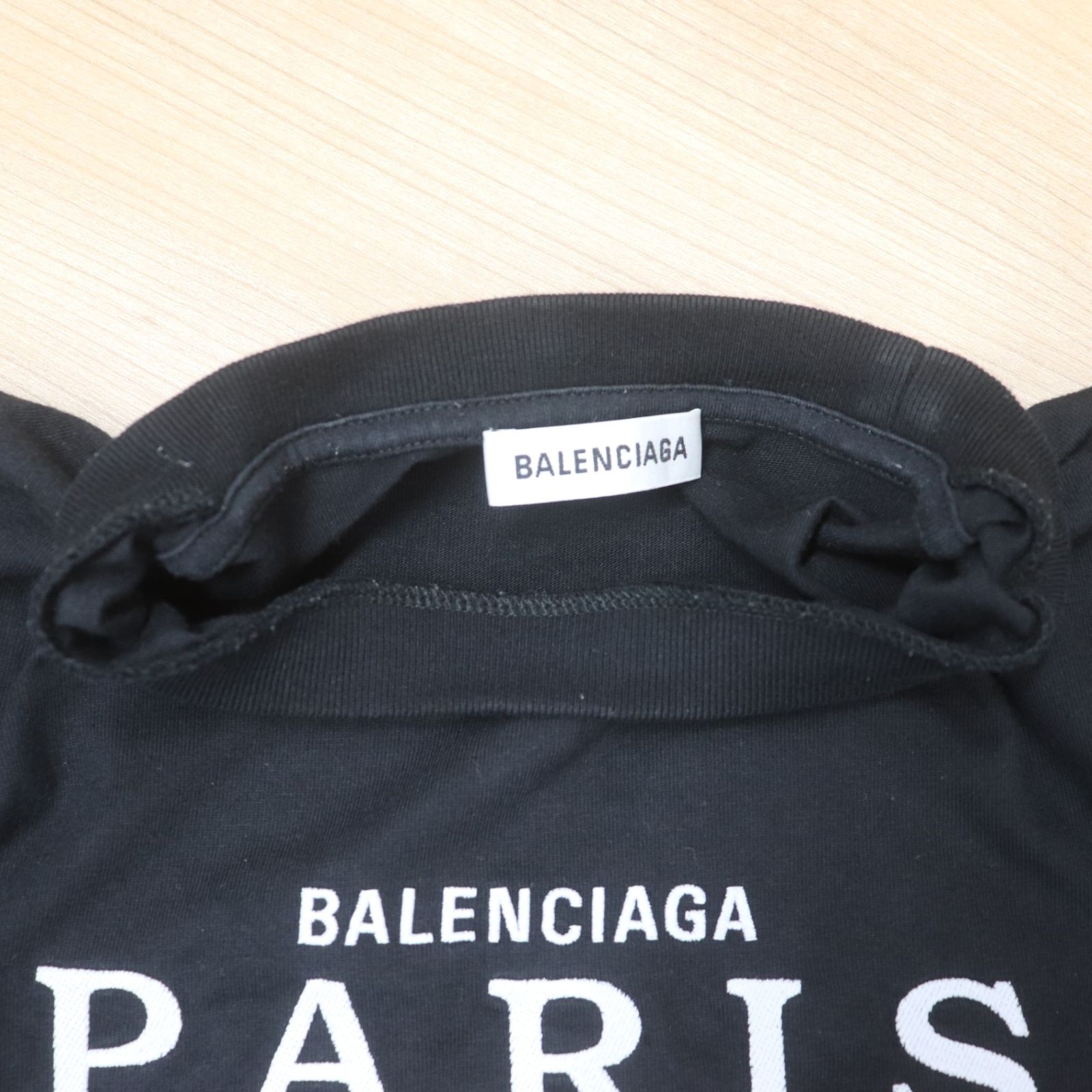 ITH3J678RWM4 バレンシアガ 594599 PARIS パリス ロゴエンブロイダリー Tシャツ 半袖 2019年製 ブラック サイズS