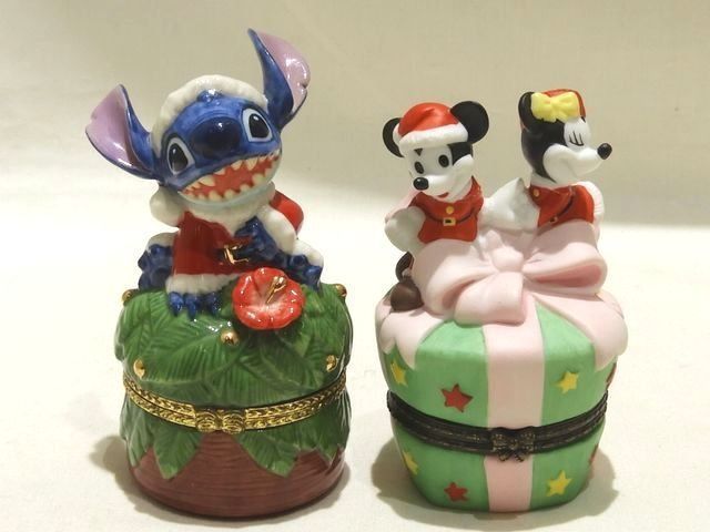 ディズニー ヒンジボックス 2個セット スティッチ 2006 | ミッキー＆ミニー 2000 クリスマス ジュエリーボックス 小物入れ 7I