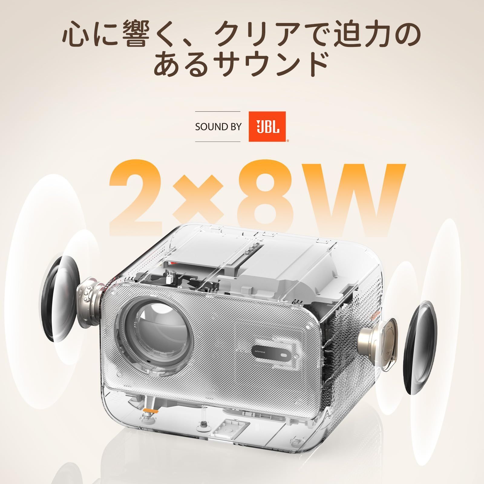 ホームプロジェクター 小型 ブルートゥース対応 6 WiFi 天井吊り可 シームレスオートフォーカス 1080p 家庭用 プロジェクター ミスティホワイト L2s Yaber JBLスピーカー＆700ANSI プロジェクター