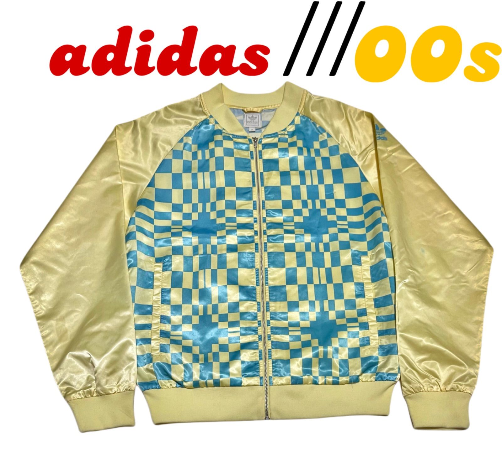 adidas チェッカーフラッグ サイケ調 ブルゾン PVC ナイロン - メルカリ