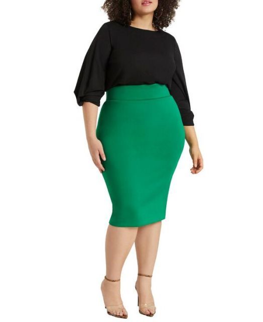 【送料無料】 エロクイ レディース スカート ボトムス Plus Size Neoprene Pencil Skirt - 28 Potent Purple Emerald