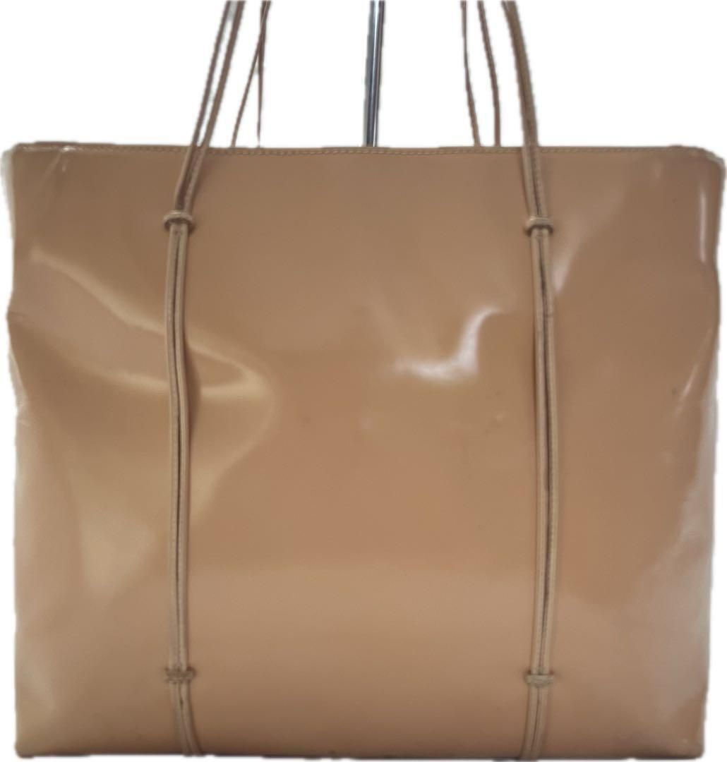 PRADA プラダ トートバッグ ピンクベージュ ロゴ型押し 白タグ