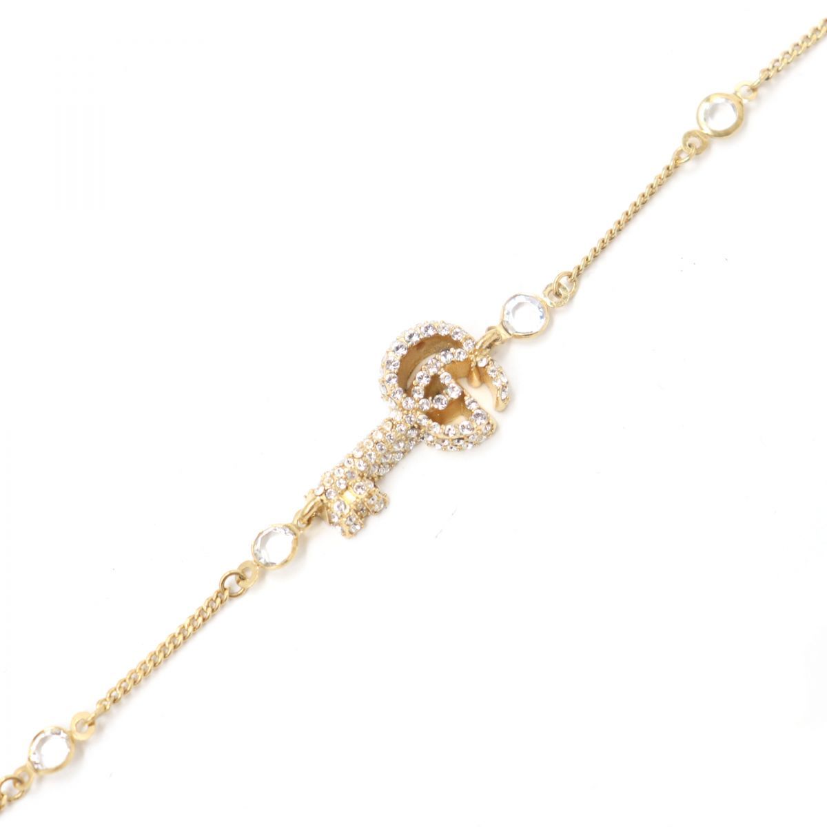 美品☆GUCCI グッチ 645623 ダブルG クリスタルストーン・キー/鍵付き 