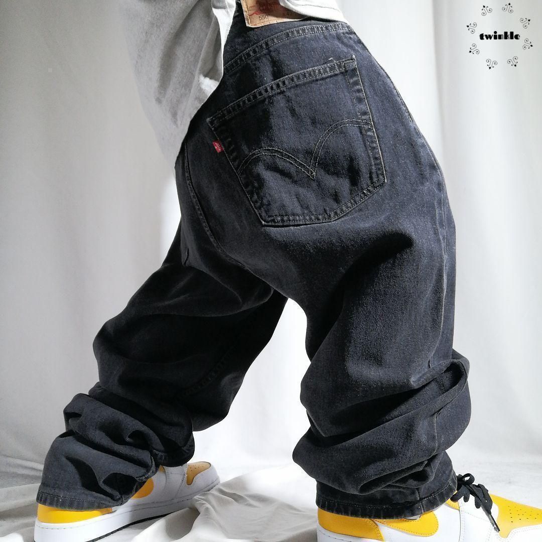 美品　リーバイス　550　w42 L30　ブラック　デニム　古着　テーパード 90s メキシコ製 Levi'sリーバイス 550 ブラック デニムパンツ