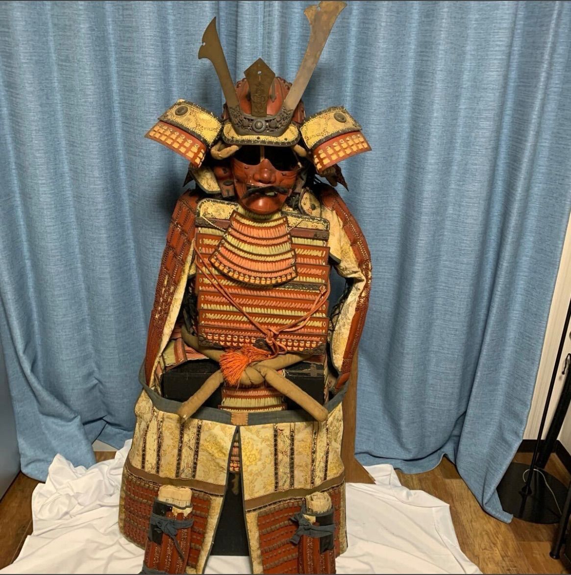 甲冑 鎧兜 武具 鎧 兜 一式 防具 等身大 骨董 全高約150cm ジャンク品 鎧櫃