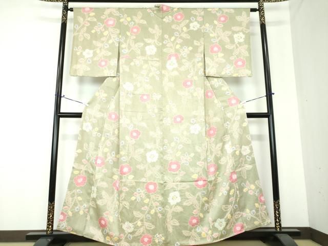 平和屋着物●上質な小紋　総絞り　枝花文　正絹　逸品　未使用　DAAS3722ps 平和屋着物○上質な小紋 総絞り 枝花文 正絹 逸品 未使用 DAAS3722ps