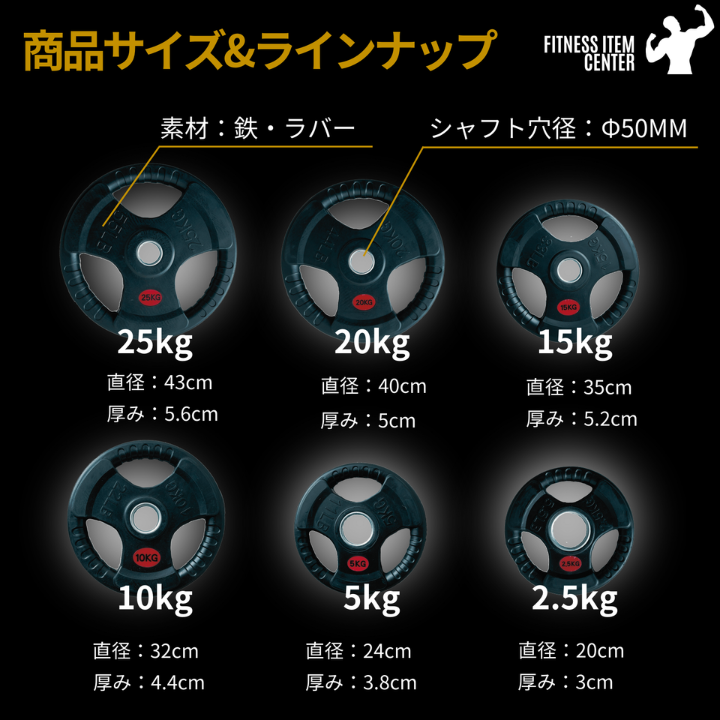 【新品・送料無料】バーベルプレート 15kg 50mmシャフト対応