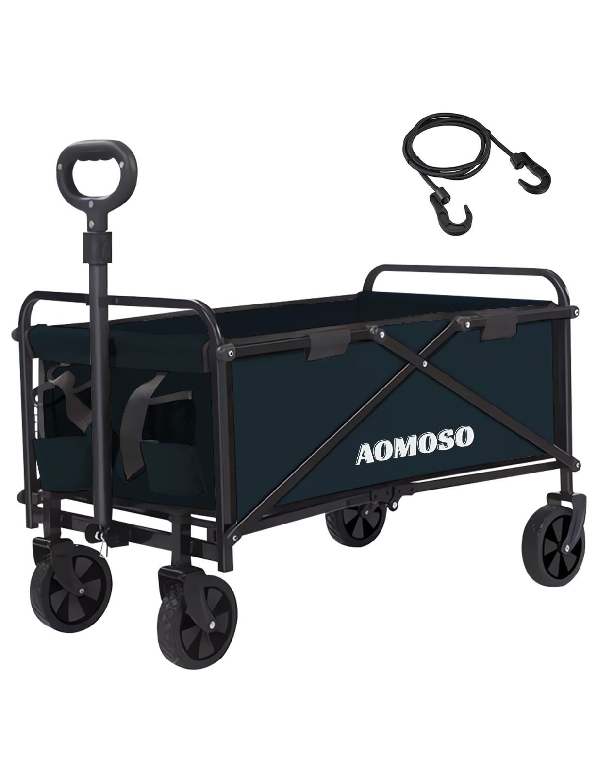 大容量120L ワイドタイヤ搭載 耐荷重100kg アウトドアキャンプカート 自立式収納 BBQ