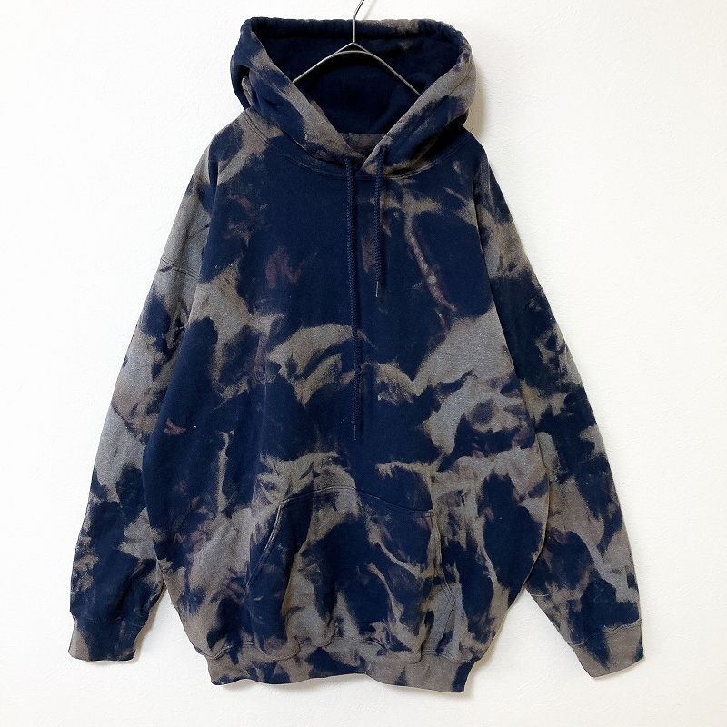 メンズ服タイダイ柄パーカーL 古着屋　ストリート系　青黒　アメリカ　USED　秋 メンズ服タイダイ柄パーカーL 古着屋 ストリート系 青黒