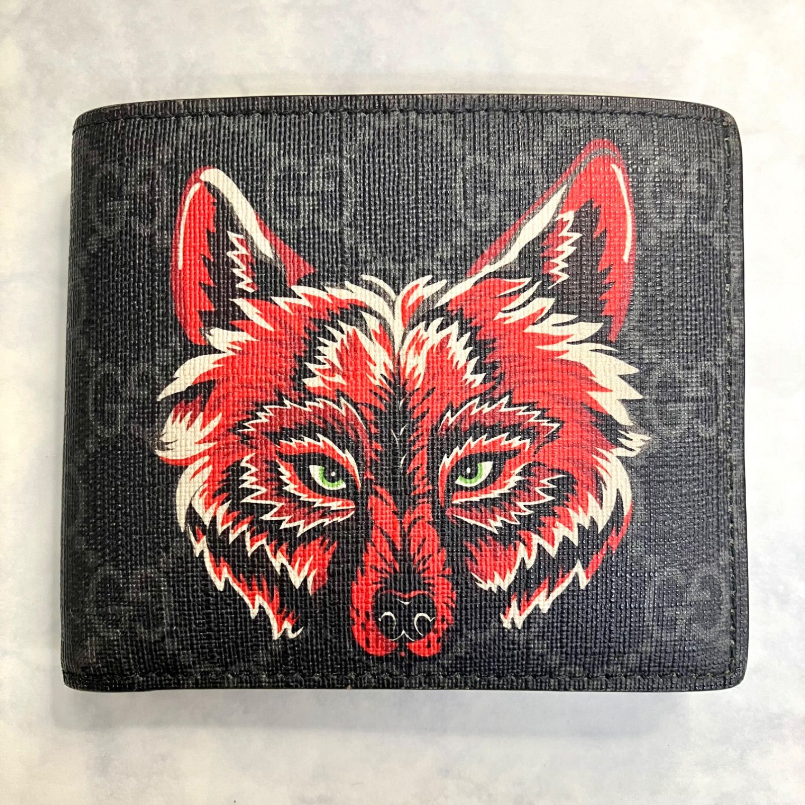 【GUCCI グッチ】 『ウルフプリント』 GGスプリーム　 ウォレット 上美品⭐️GUCCI グッチ】 『ウルフプリント』 GGスプリーム