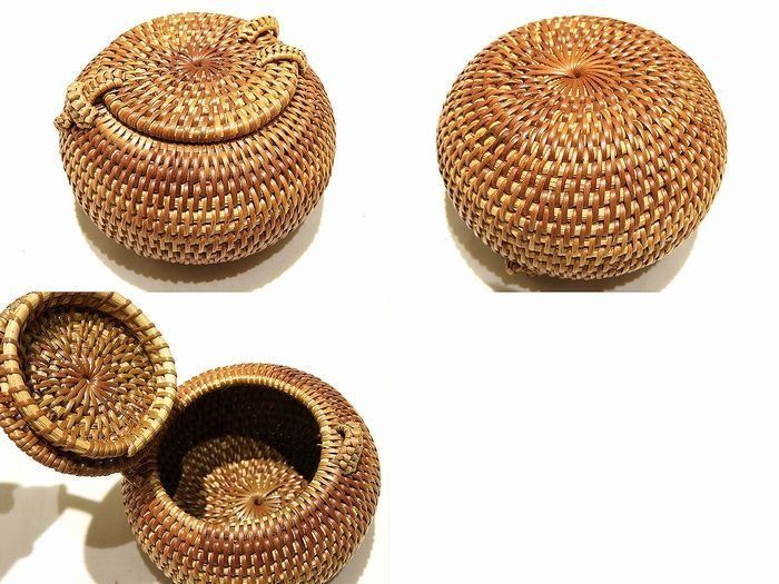 新品同様 バリ島 アタ 編み込み ミニティッシュケース & 小物入れ