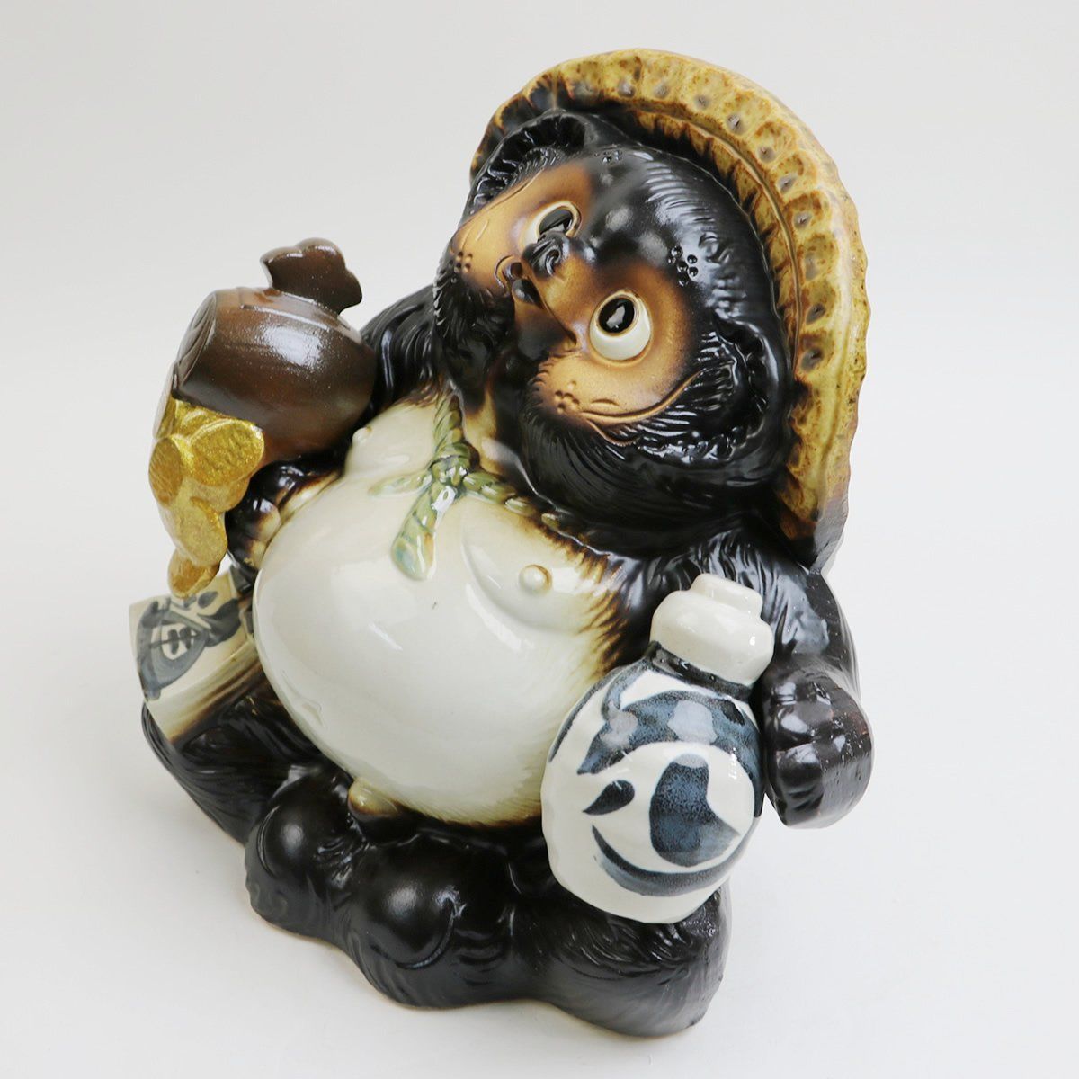 信楽焼 たぬき 置物 高さ26cm 陶器 8号こづち持ち狸 ta-0124