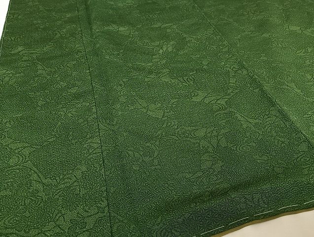 平和屋着物○上質な小紋 茶染 恵楽 色紙花唐草 反端付き 正絹 逸品 未