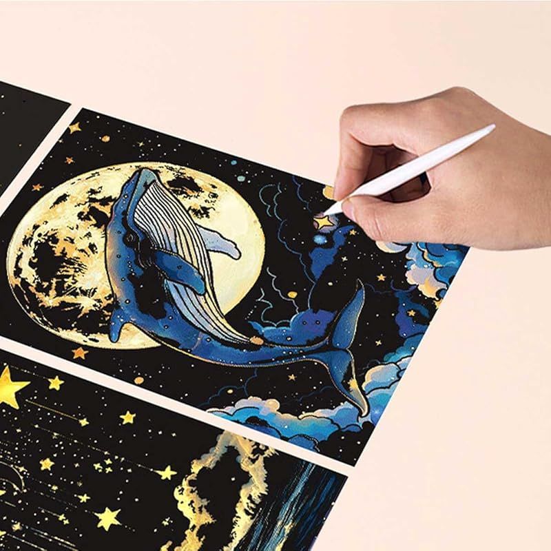 スクラッチアート 8枚セット20*14cm A5 サイズ 夜光 スクラッチアート