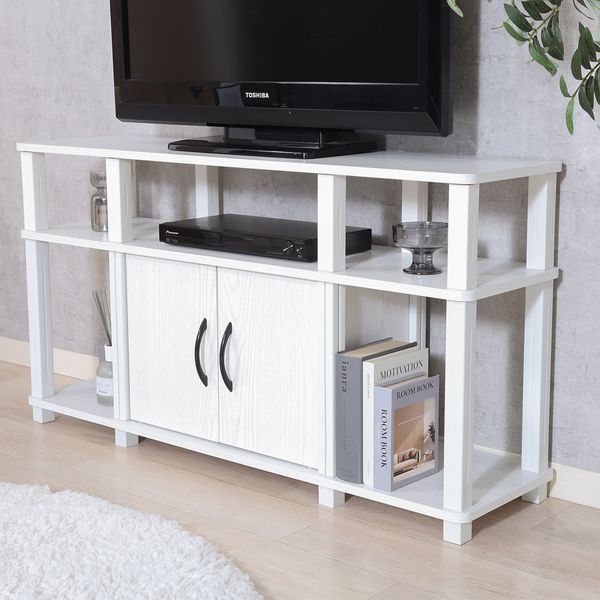 ハイTVラック オークホワイト 組立品 代引不可 MARWIL-DEMENAGEMENTS_CH