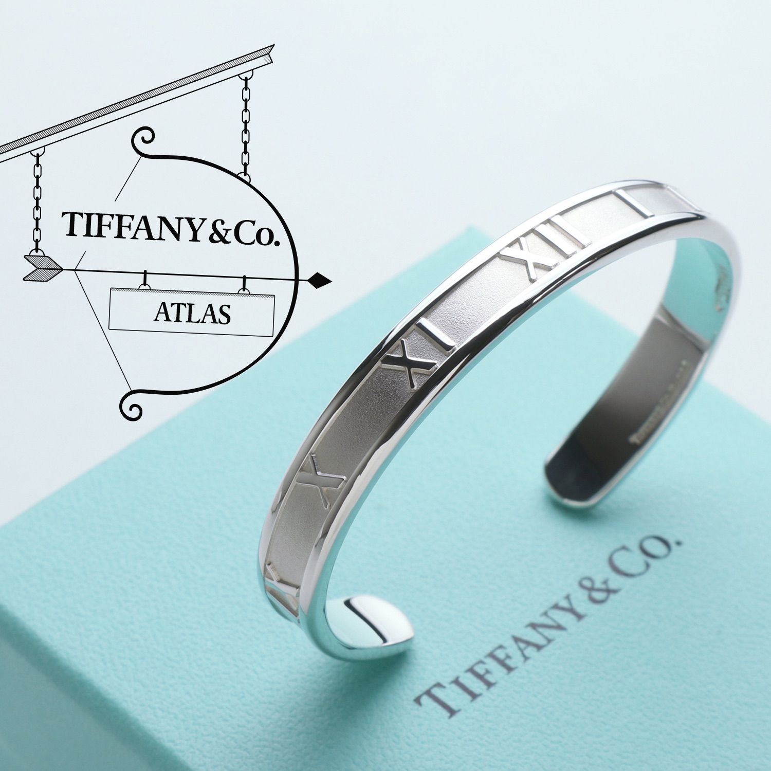 極美品】Tiffany ティファニー アトラス シルバー バングル-