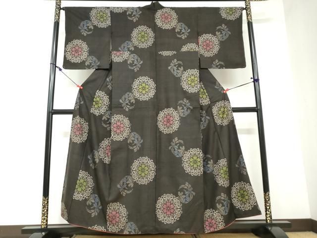 平和屋着物▽大島紬 反物 吉祥花文 着尺 逸品 未使用 CAAV9720th 平和屋