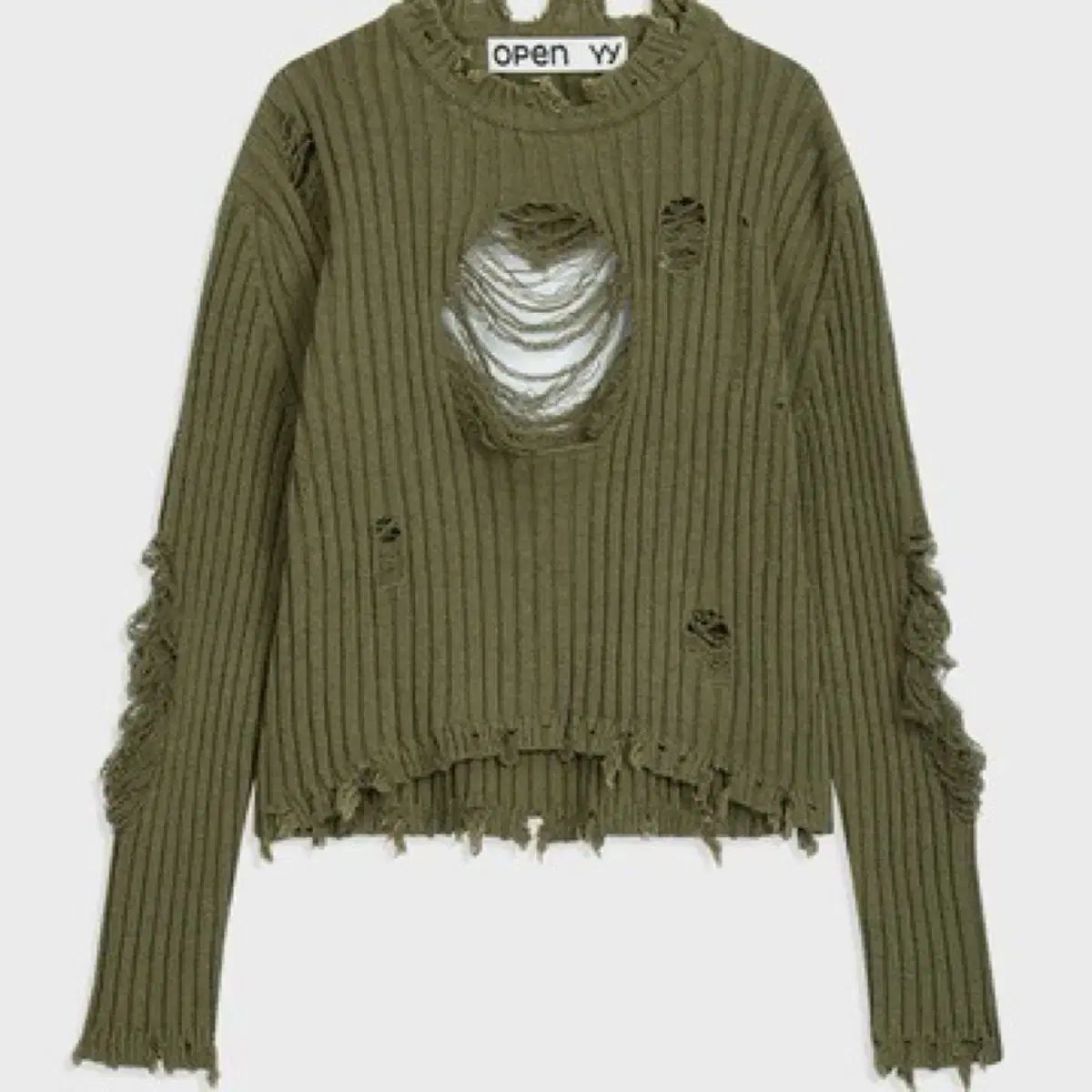 OPEN YY / オープンワイワイ】SLIT SHOULDER KNIT TOP（ニット