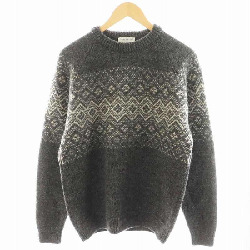 ジョンスメドレー JOHN SMEDLEY ニット セーター 長袖 ウール M グレー