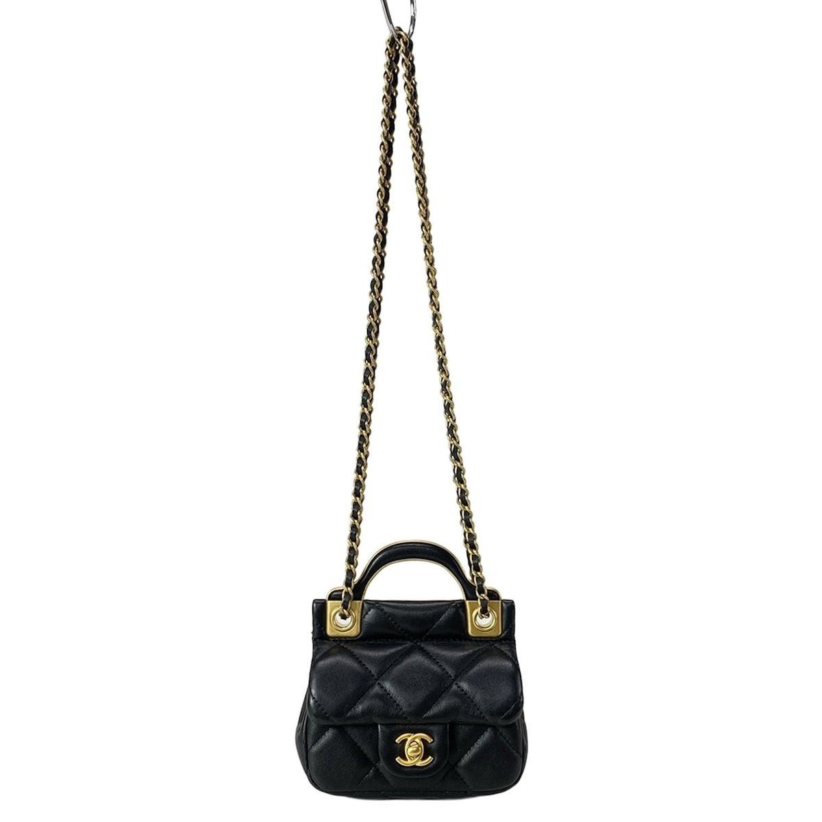 CHANEL シャネル ショルダーバッグ マトラッセ AP2271 黒 チェーンショルダー|ヴィンテージゴールド金具|ミニサイズ ラムスキン