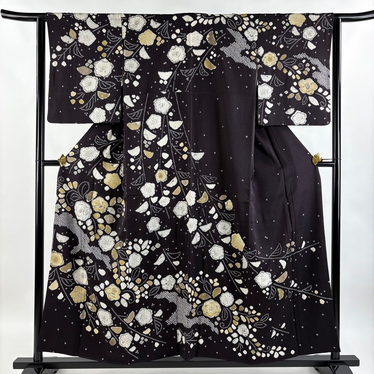 訪問着 秀品 裄丈62cm 正絹 美品 身丈156cm 袷 S 草花 身丈163cm 金彩