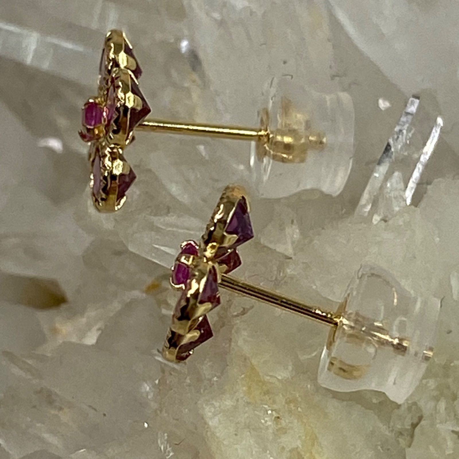 k18YG AU750 18金 天然ルビー 1ペア - 天然ルビー ピアス 0.15〜0.9ct 