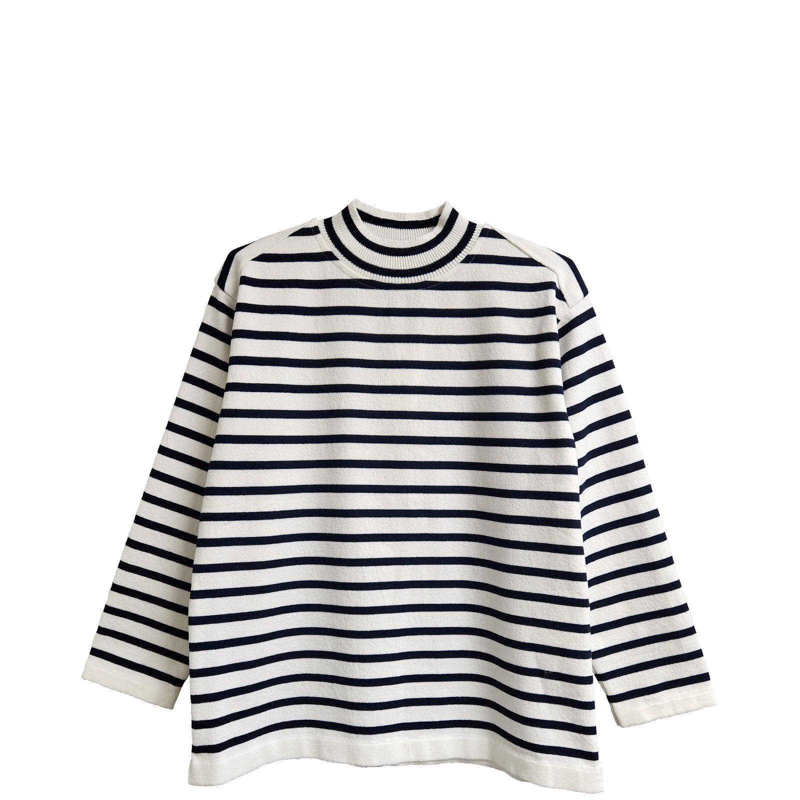 Yonetomi  / WAVE COTTON BASQUE KNIT PULLOVER (MOCK NECK)