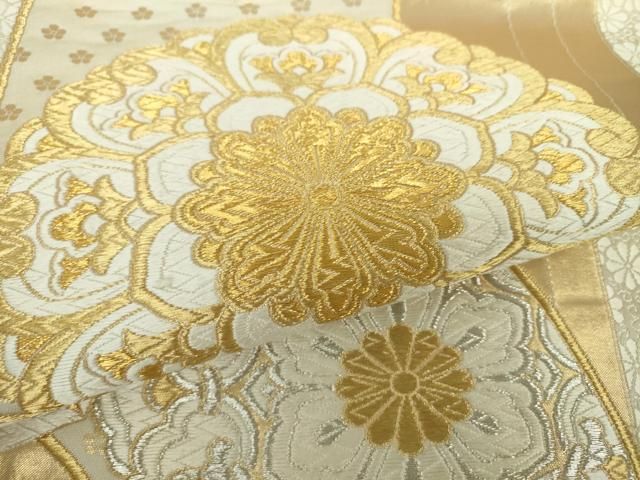 平和屋着物○西陣 河合美術織物謹製 六通柄袋帯 唐織 正倉院花文 金