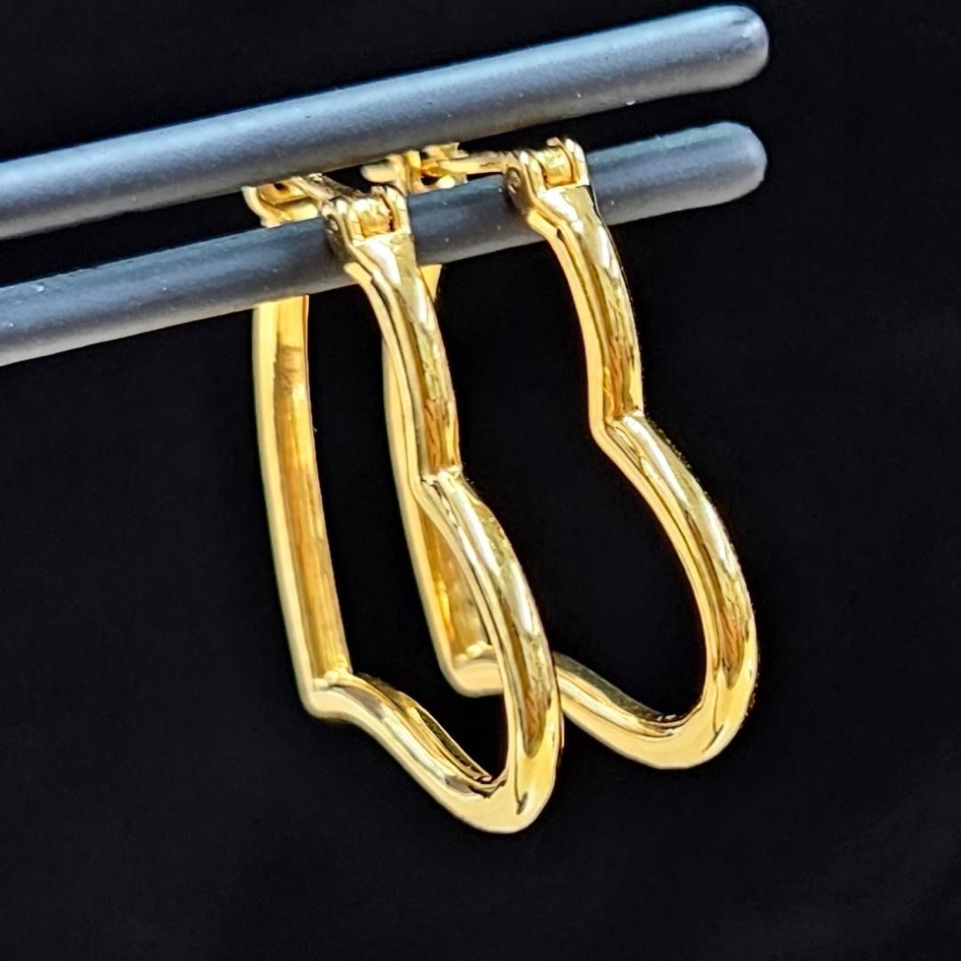 さりげなく可愛い！ 18金 K18 YG オープンハート フープピアス