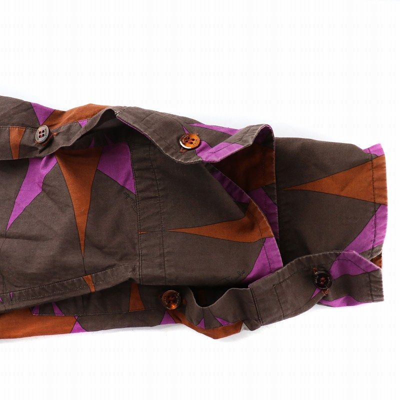 エミリオプッチ EMILIO PUCCI シャツ 長袖 総柄 M 茶 ブラウン