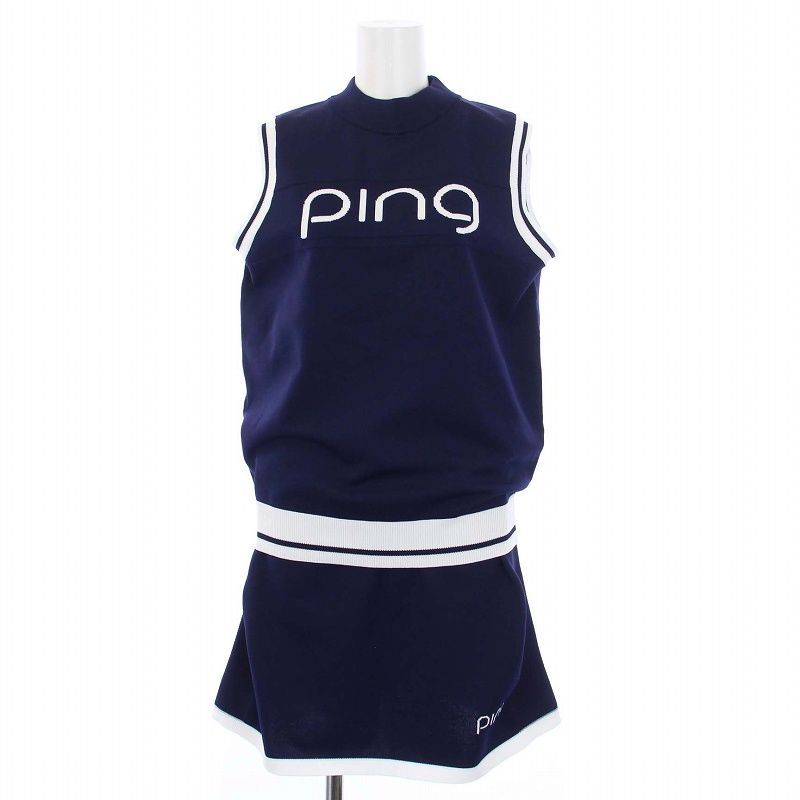 PING ゴルフウェア ノースリーブシャツ スカート セットアップ ピング PING ゴルフウェア セットアップ 上下 ニット スカート ミニ