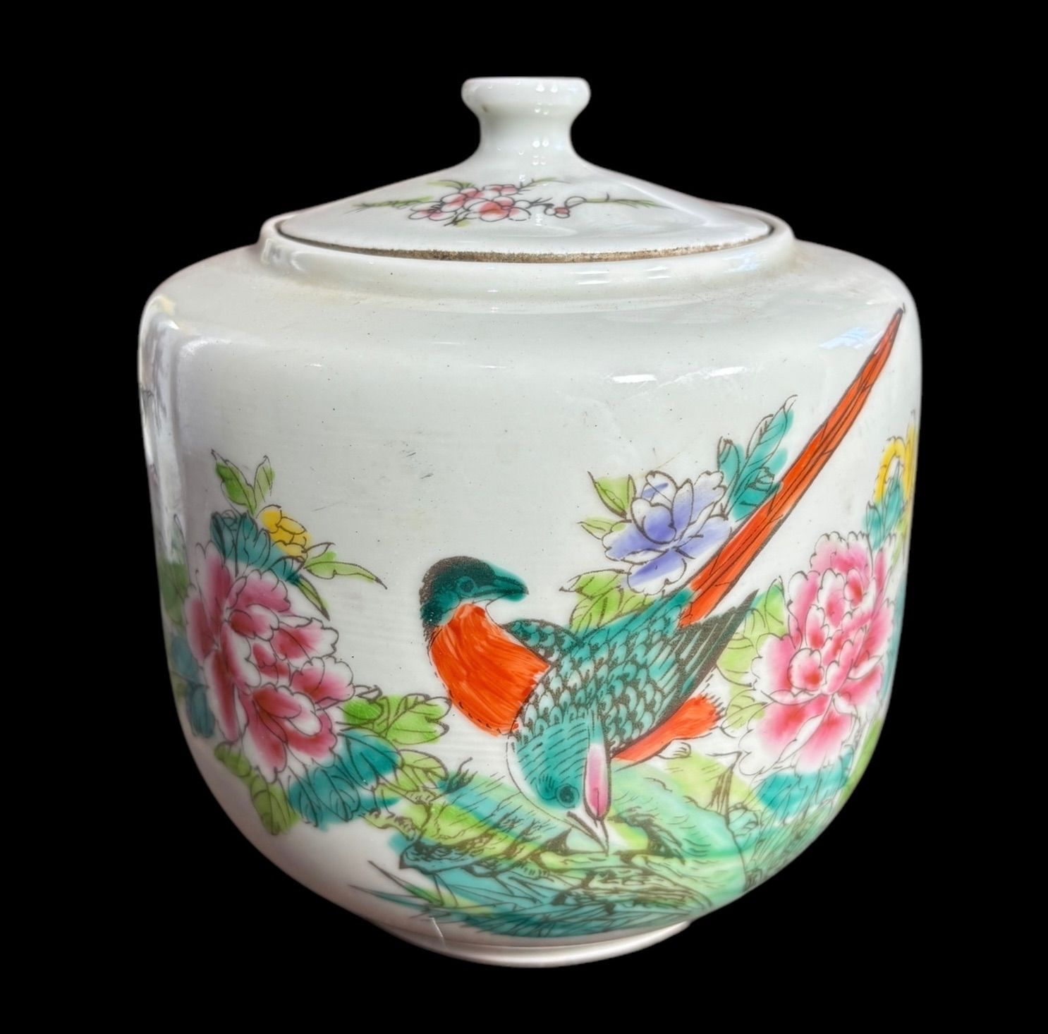 茶壺 [漢詩草花鳥図] 中国雑貨 壺 フラワーベース 花瓶 花入れ
