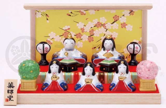 染錦華小紋飾り雛    出産祝 陶器 桃の節句 お雛様 お雛さま  雛人形 ひな人形
