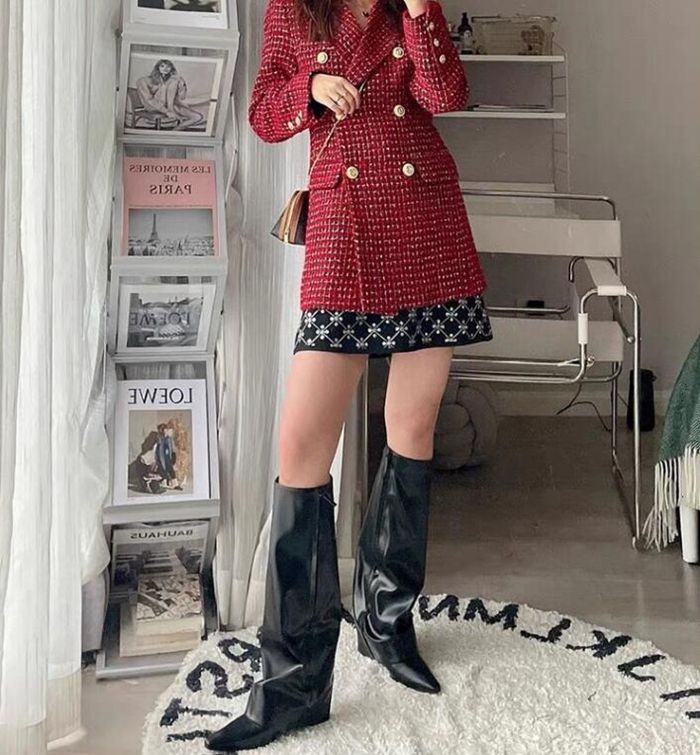 ロングブーツ レディース ルーズ ブーツ ロング丈 膝下 美脚