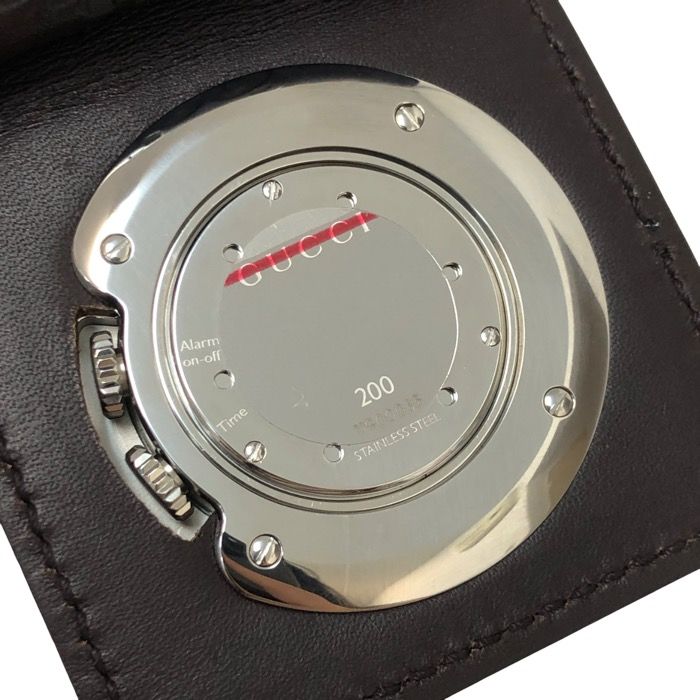 GUCCI グッチ トラベルクロック200 置時計 レザー ブラウン クオーツ