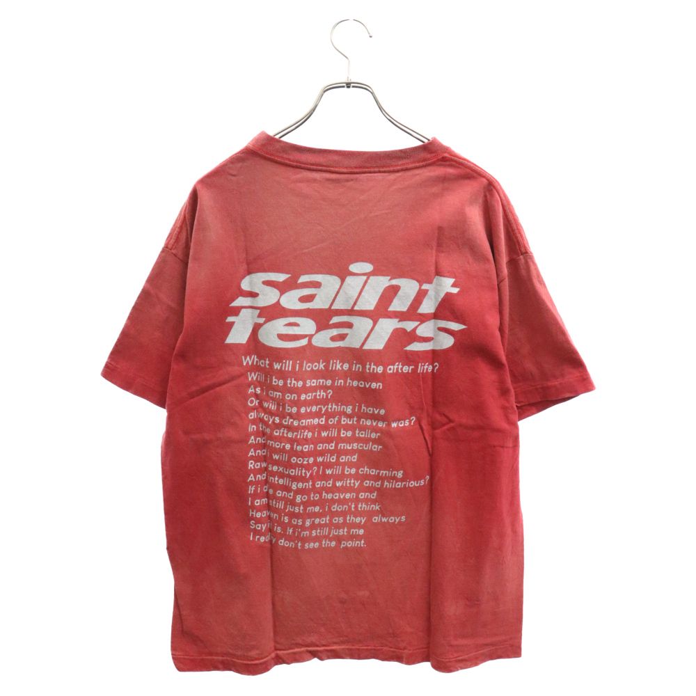 SAINT MICHAEL (セントマイケル) 21AW × DENIM TEARS STT TEE YES DEEPRED デニムティアーズ  ヴィンテージ加工 フロントプリント クルーネック カットソー 半袖Tシャツ レッド SM-A21-0000-045 - メルカリ