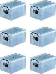 収納ボックス 収納ケース フタ付き プラスチック製 タグボックス05 透明 クリア 約幅355×奥行524×高さ266mm 6台セット 収納箱 道具箱 積み重ね プレート付 衣装 衣類 書類 アウトドア キャンプ 作業 工事 整理整頓