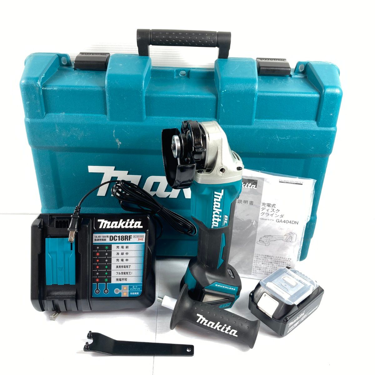 ＊＊MAKITA マキタ 18V 100mm 充電式ディスクグラインダ バッテリ1個 充電器 ケース付 GA404DN ブルー